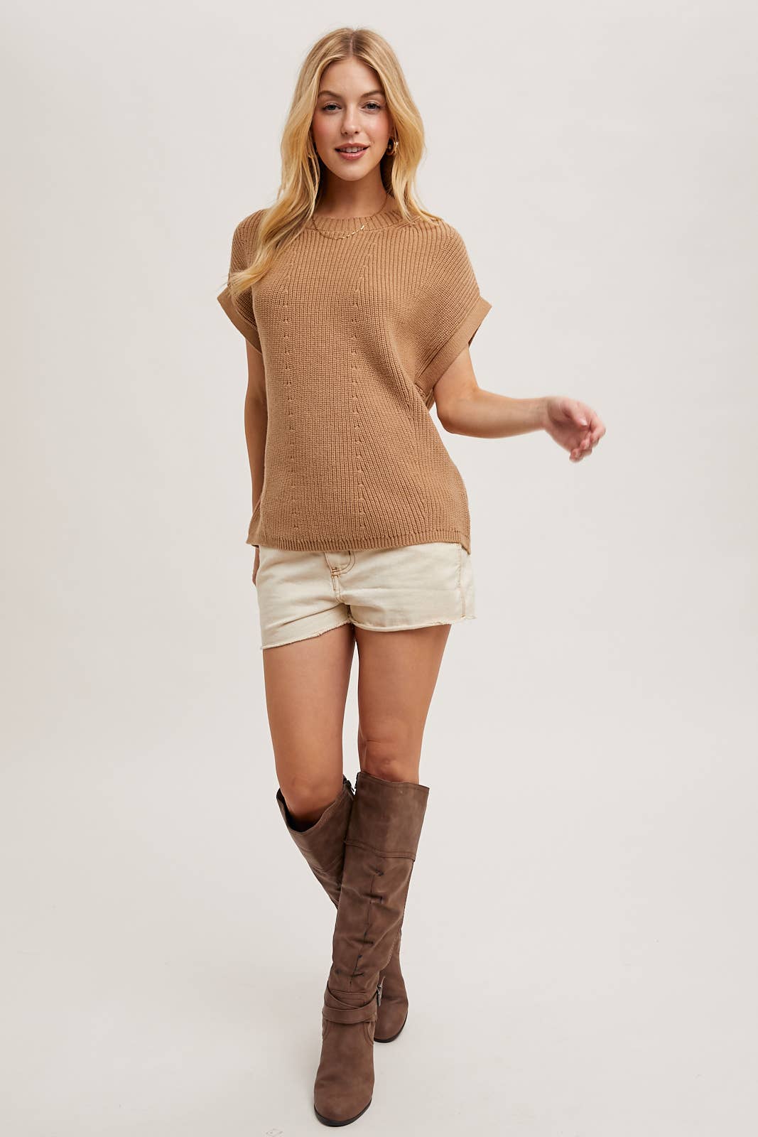 BATWING SLEEVED KNIT SWEATER TOP
