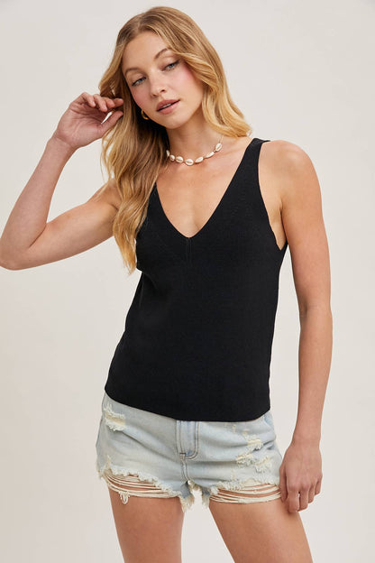 V NECK ESSENTIAL KNIT TANK