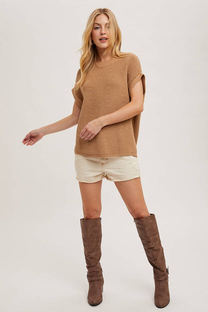 BATWING SLEEVED KNIT SWEATER TOP