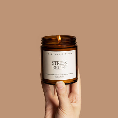 Stress Relief 9 oz Soy Candle - Home Decor & Gifts