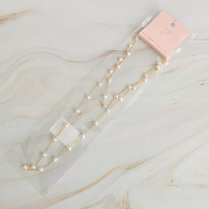 Pearl Heart Long Chain Necklace