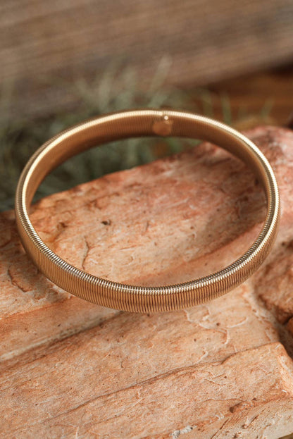 Gold Stretchy Metal Wide Bangle