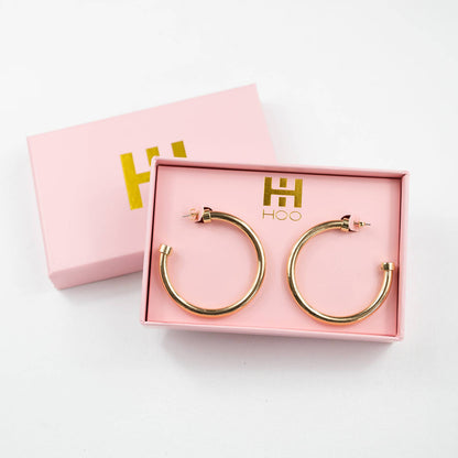 Hypo-Allergenic 2-Inch Hoop Earrings - Gold