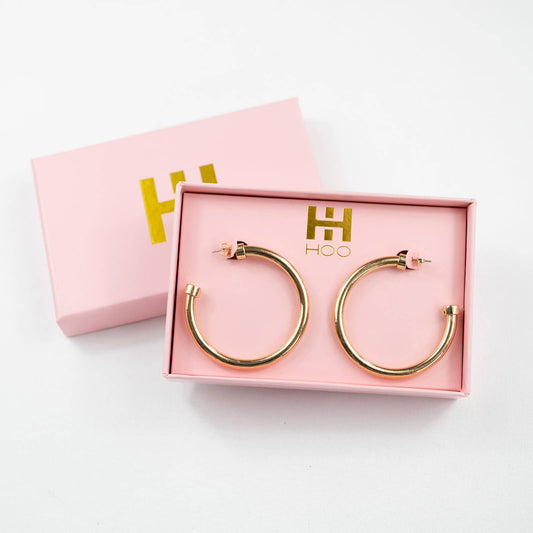 Hypo-Allergenic 2-Inch Hoop Earrings - Gold