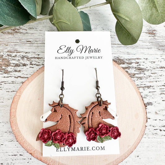 Derby Horse-Clay Earrings RTS