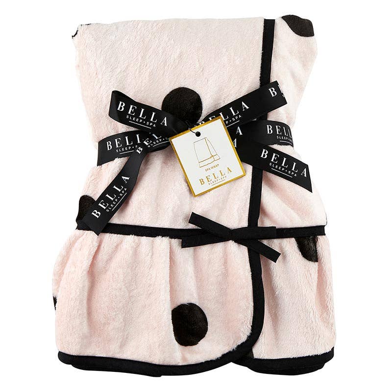 Plush Spa Wrap - Blush/Black Dots