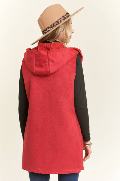 LEJ3664(82233) - FAUX SUEDE HOODIE VEST