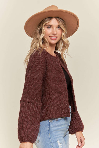 LESW3418- CROP SWEATER CARDIGAN