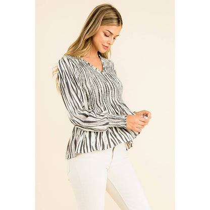 Smocked Zebra Print Top