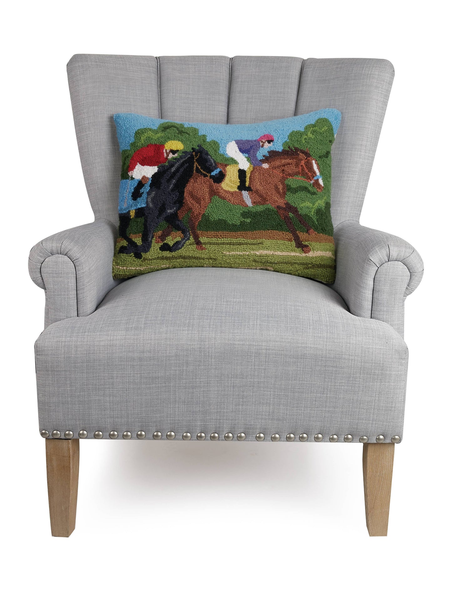 Two Racing Horses Hook Pillow