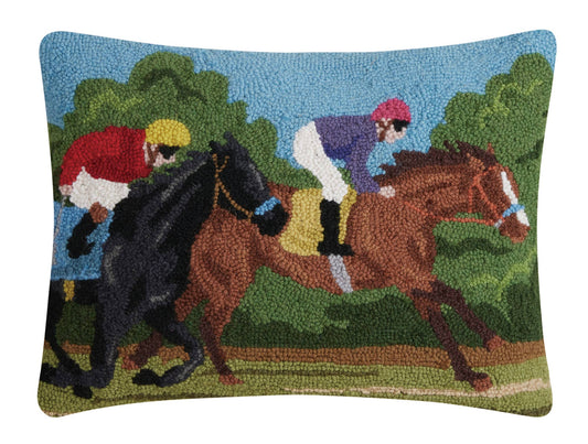 Two Racing Horses Hook Pillow