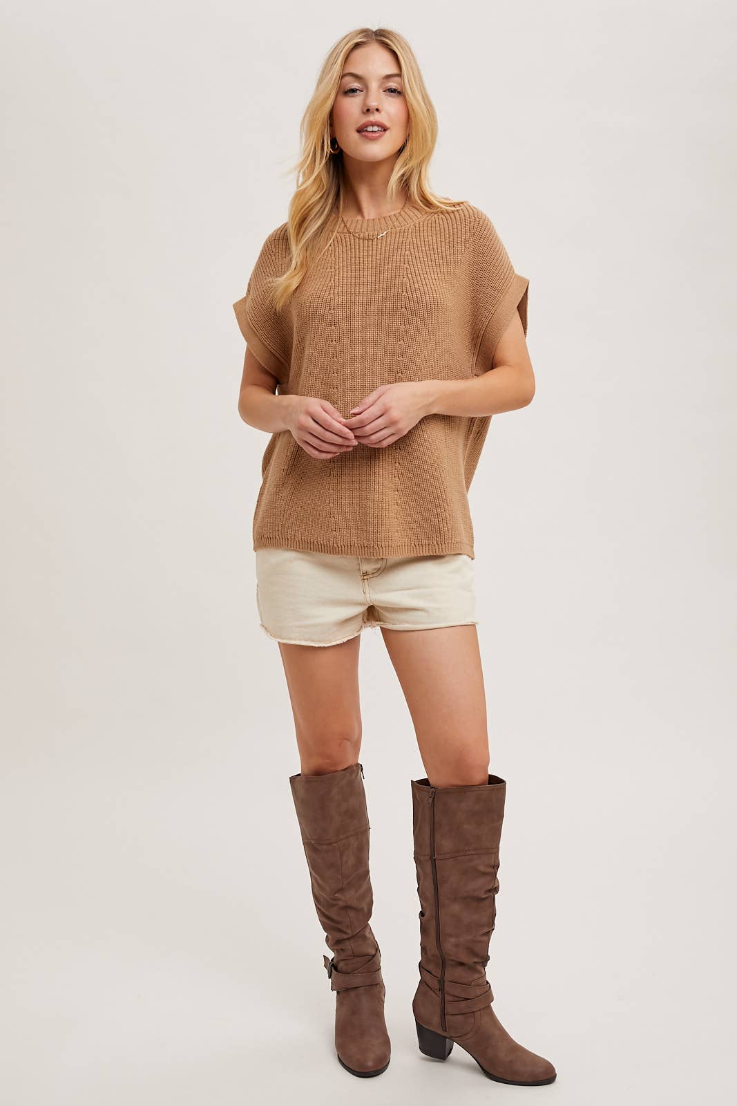 BATWING SLEEVED KNIT SWEATER TOP