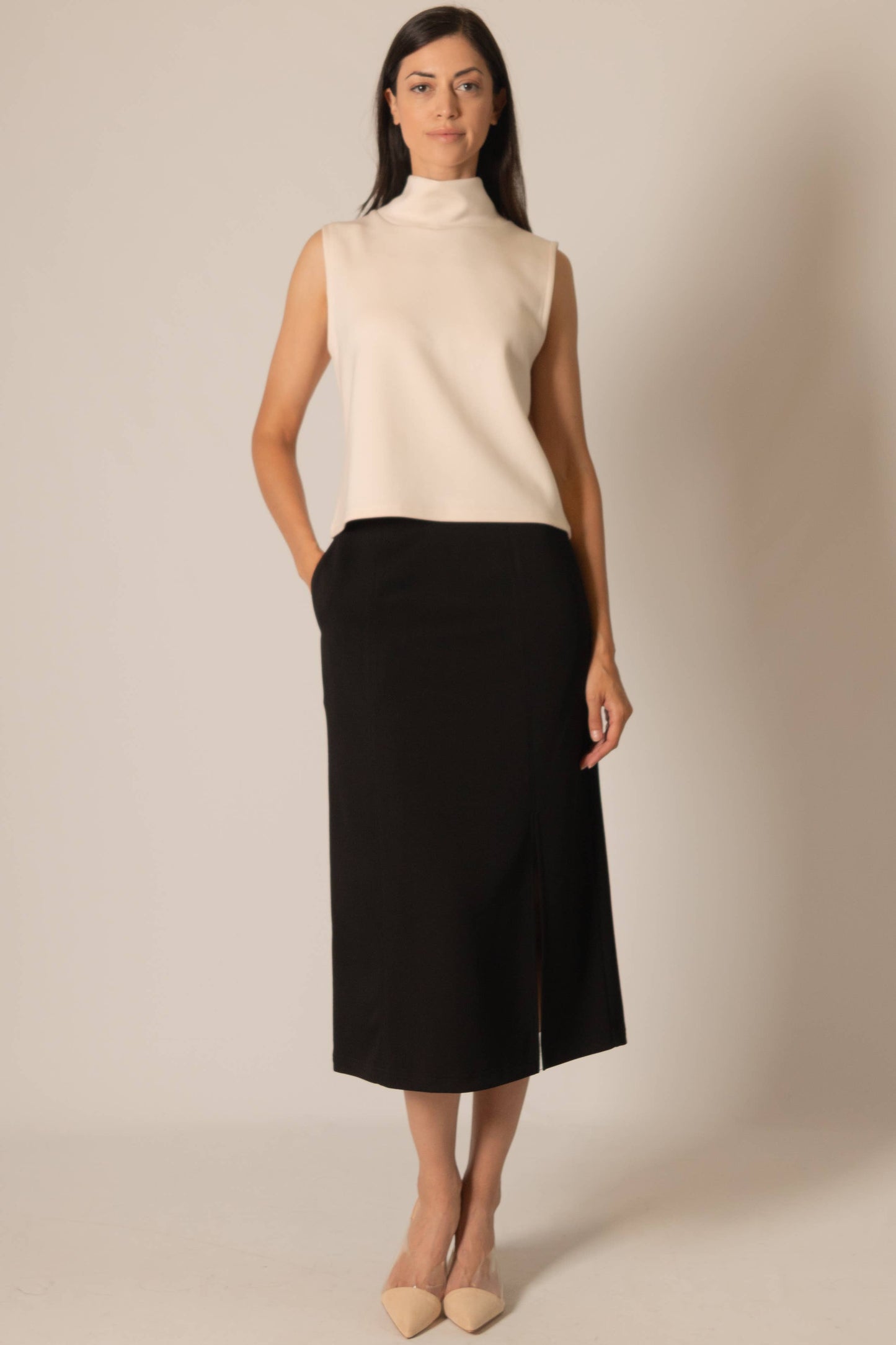 P. CILL Butter Modal Cowl Neck Sleeveless Top