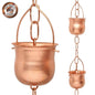 Marrgon Copper Rain Chain with Pot Style Cups for Gutter