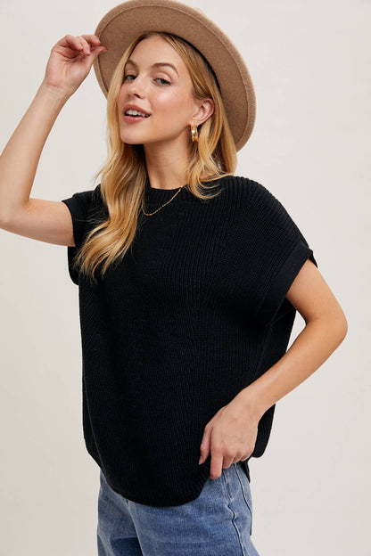 BATWING SLEEVED KNIT SWEATER TOP
