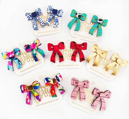 Colorful Bow Stud Rainbow Abstract Fall Statement Earring