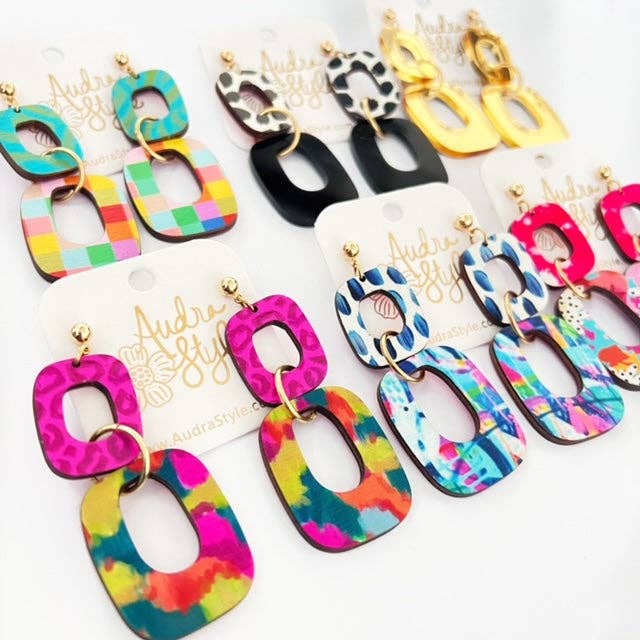 Black White Link Fall Statement Earring