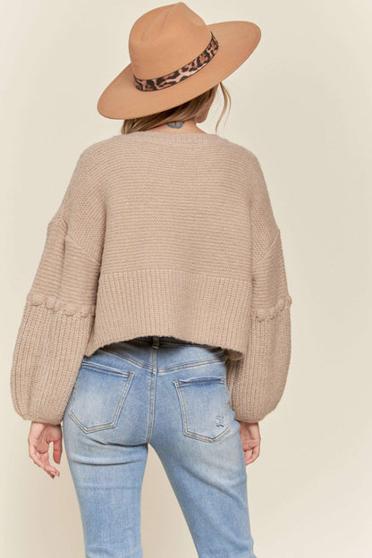 LESW3418- CROP SWEATER CARDIGAN