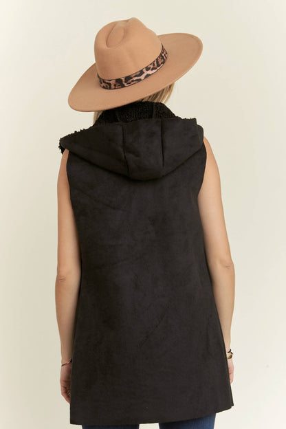 LEJ3664(82233) - FAUX SUEDE HOODIE VEST