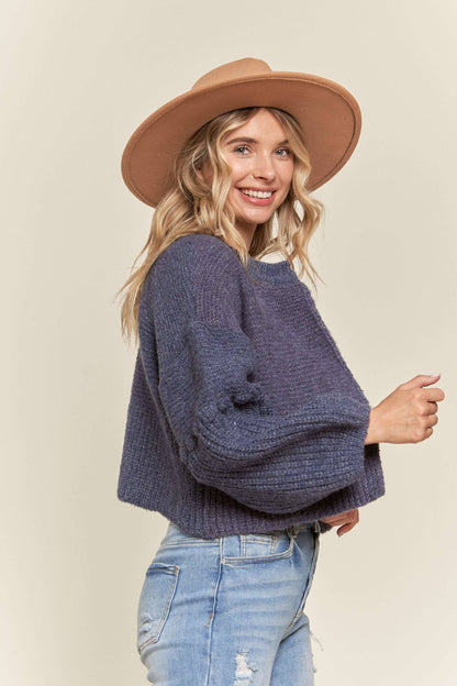 LESW3418- CROP SWEATER CARDIGAN