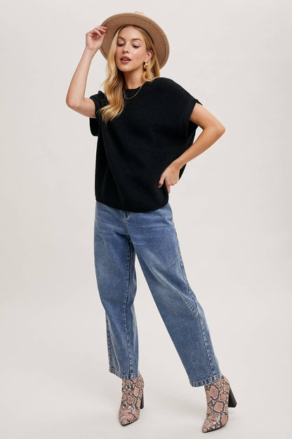 BATWING SLEEVED KNIT SWEATER TOP