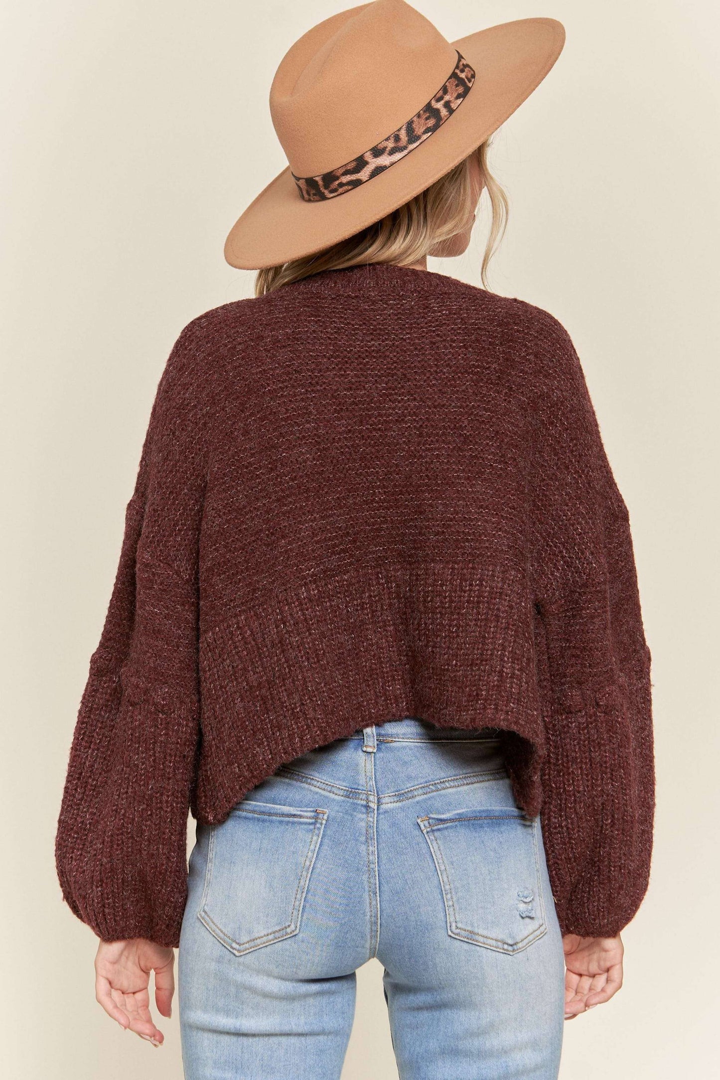 LESW3418- CROP SWEATER CARDIGAN