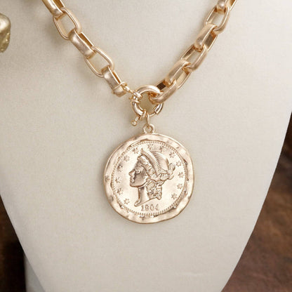 Coined Boldness – Chunky Chain Statement Necklace