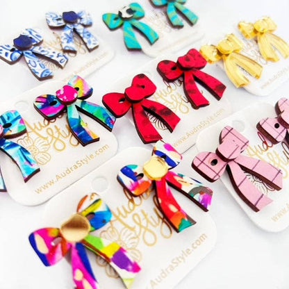 Colorful Bow Stud Rainbow Abstract Fall Statement Earring