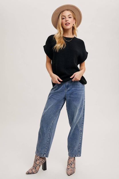 BATWING SLEEVED KNIT SWEATER TOP
