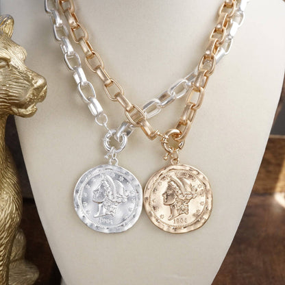 Coined Boldness – Chunky Chain Statement Necklace