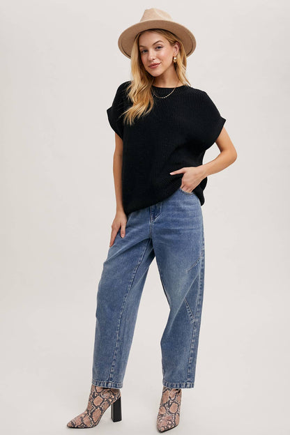 BATWING SLEEVED KNIT SWEATER TOP